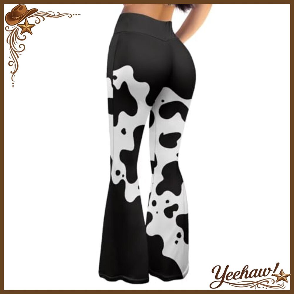 Flare Leggings High Waist Yoga Pants Polyester Spandex Plus Size Workout - Picture 3 of 7